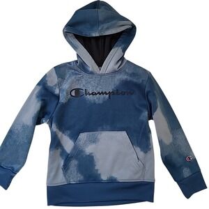Champion Hoodie Boys 5/6 Blue Tye Dye Long Sleeve‎ Kangaroo Pocket Pullover